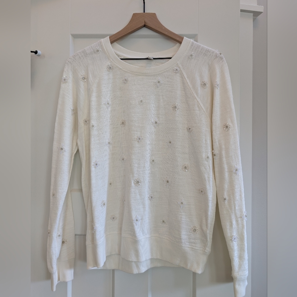 White Embroidered Sweater